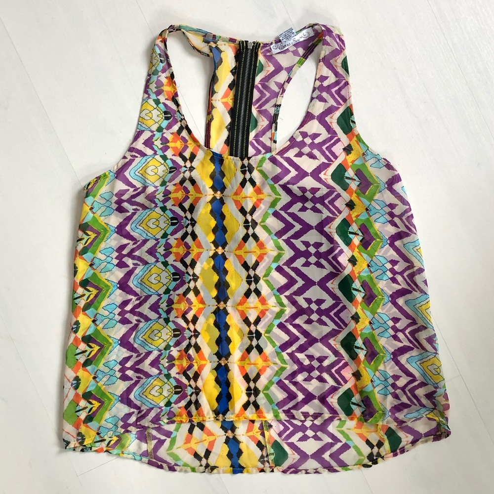 Multi Color Racerback Hi Lo Tank Top - Picture 4 of 6